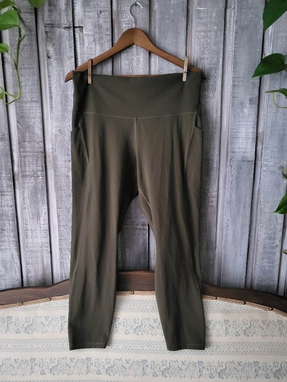 Lululemon Align High Rise Pant Pockets Olive Green Size 14